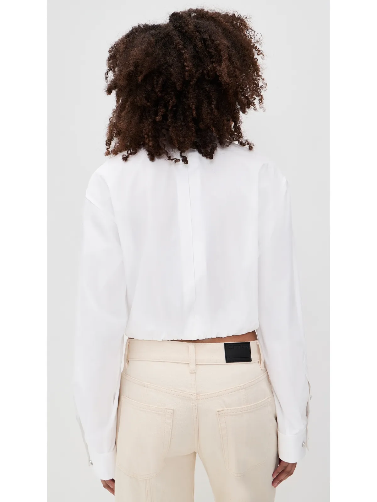Helmut Lang クロップド ギャザー シャツ（ホワイト） - 画像3