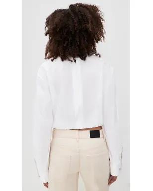 Helmut Lang クロップド ギャザー シャツ（ホワイト） - サムネイル3