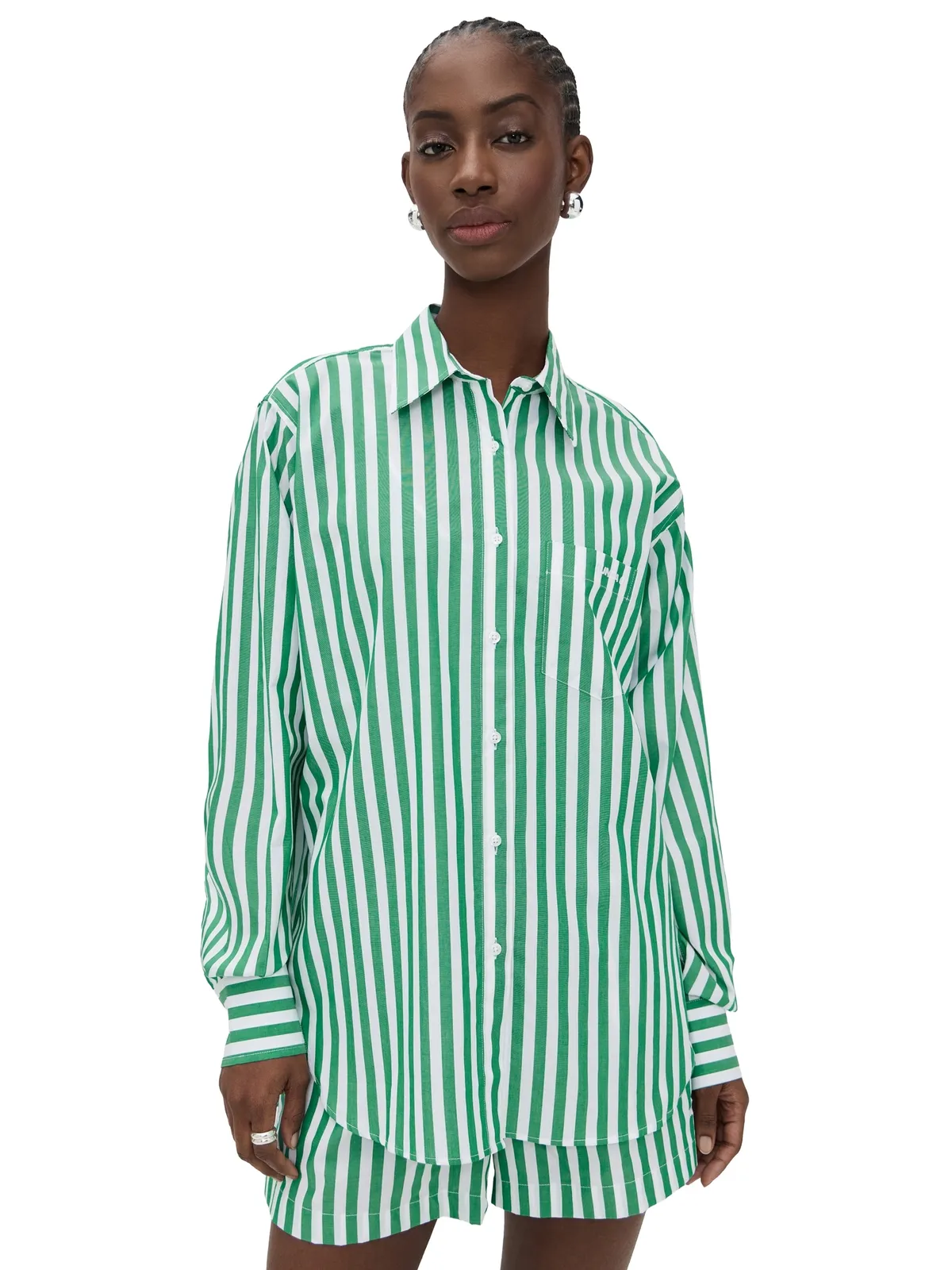 Hunza G Cabana Shirt エメラルドキャバナストライプ - 画像1