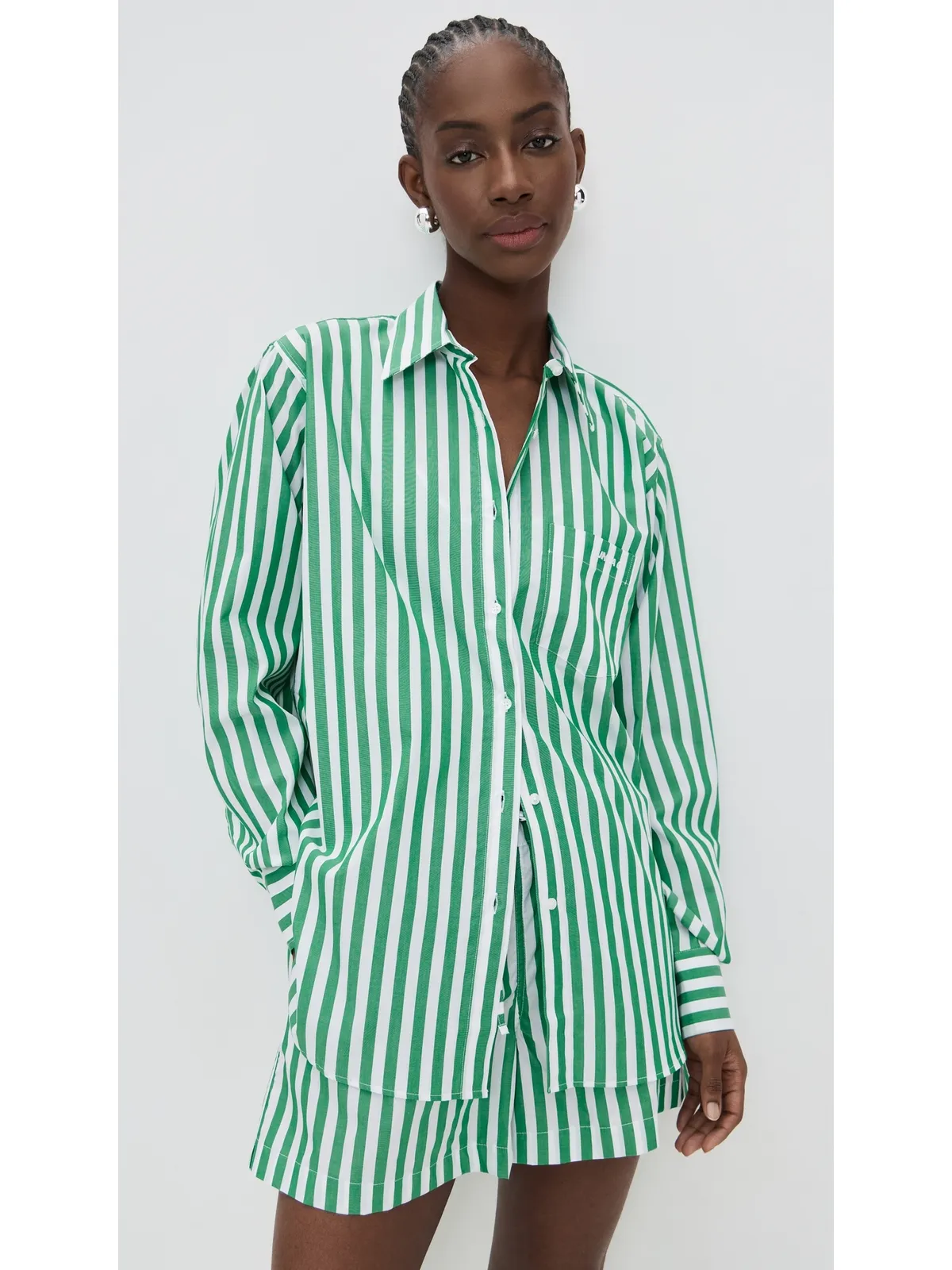 Hunza G Cabana Shirt エメラルドキャバナストライプ - 画像2