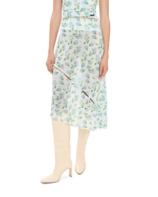 House of Sunny Hydrangea柄 アシンメトリック メッシュ スカート（ソフトブルー） - サムネイル1