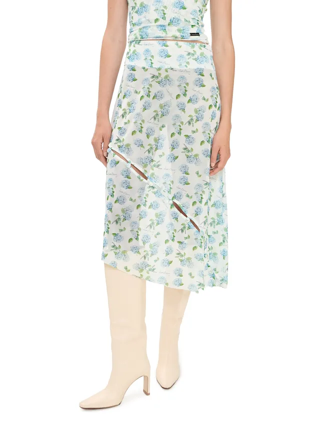 House of Sunny House of Sunny Hydrangea柄 アシンメトリック メッシュ スカート（ソフトブルー）の商品画像