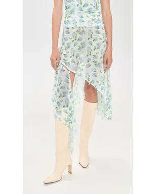 House of Sunny Hydrangea柄 アシンメトリック メッシュ スカート（ソフトブルー） - サムネイル2