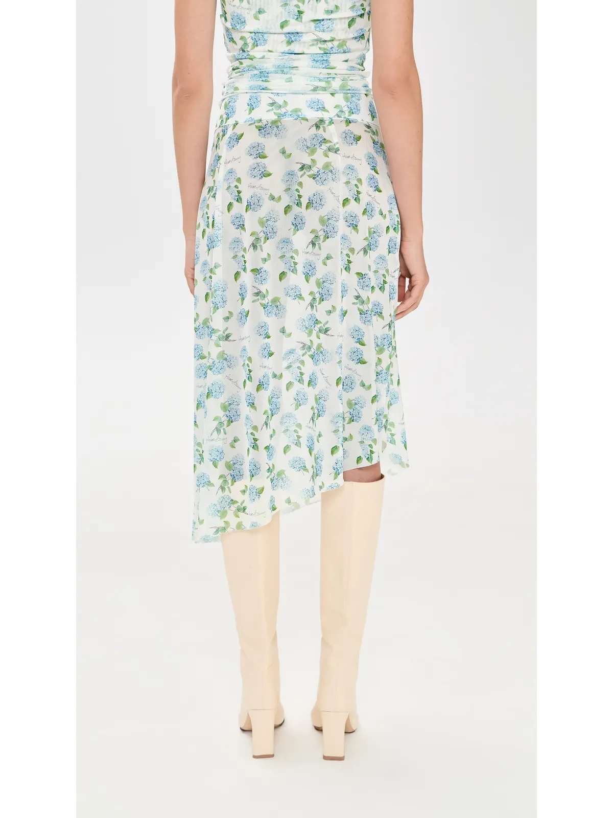 House of Sunny Hydrangea柄 アシンメトリック メッシュ スカート（ソフトブルー） - 画像3