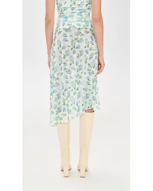 House of Sunny Hydrangea柄 アシンメトリック メッシュ スカート（ソフトブルー） - サムネイル3