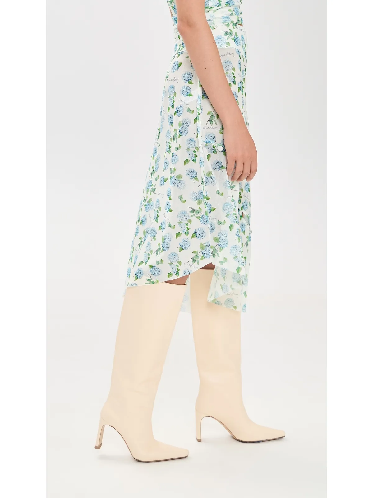 House of Sunny Hydrangea柄 アシンメトリック メッシュ スカート（ソフトブルー） - 画像4