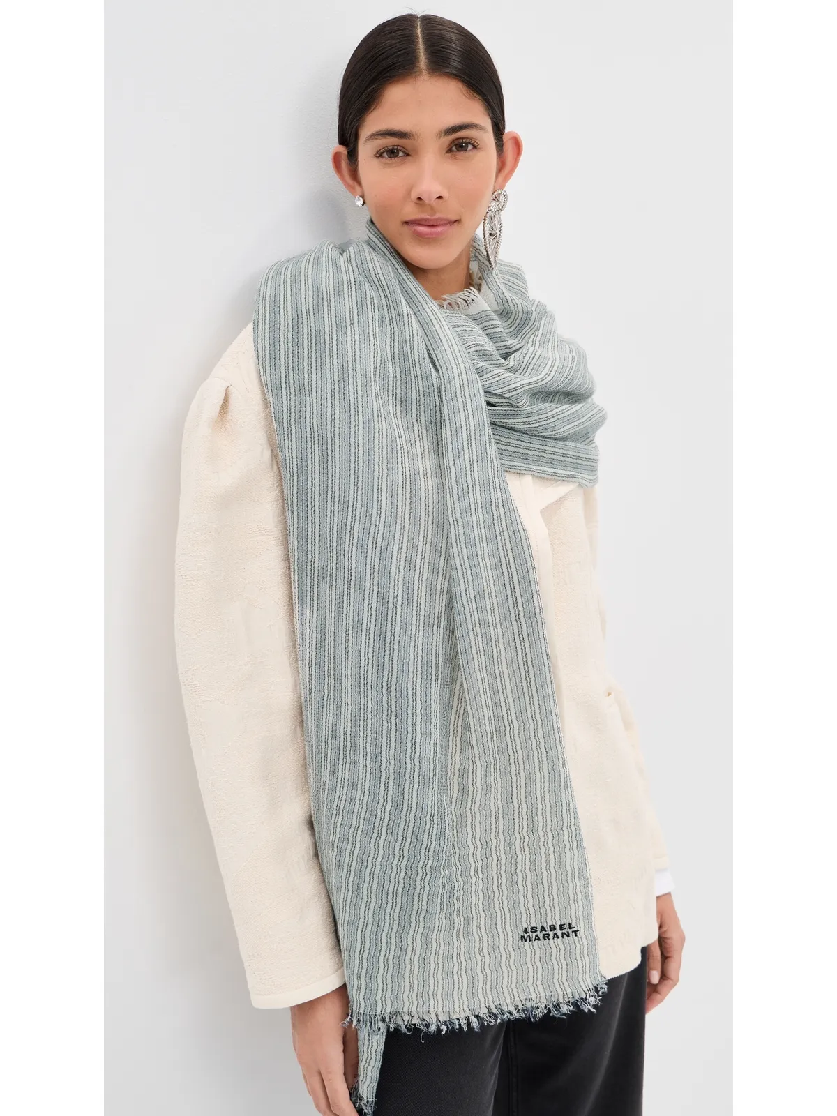 Isabel Marant ゼニラ スカーフ エクリュ/ブルー ワンサイズ - 画像3