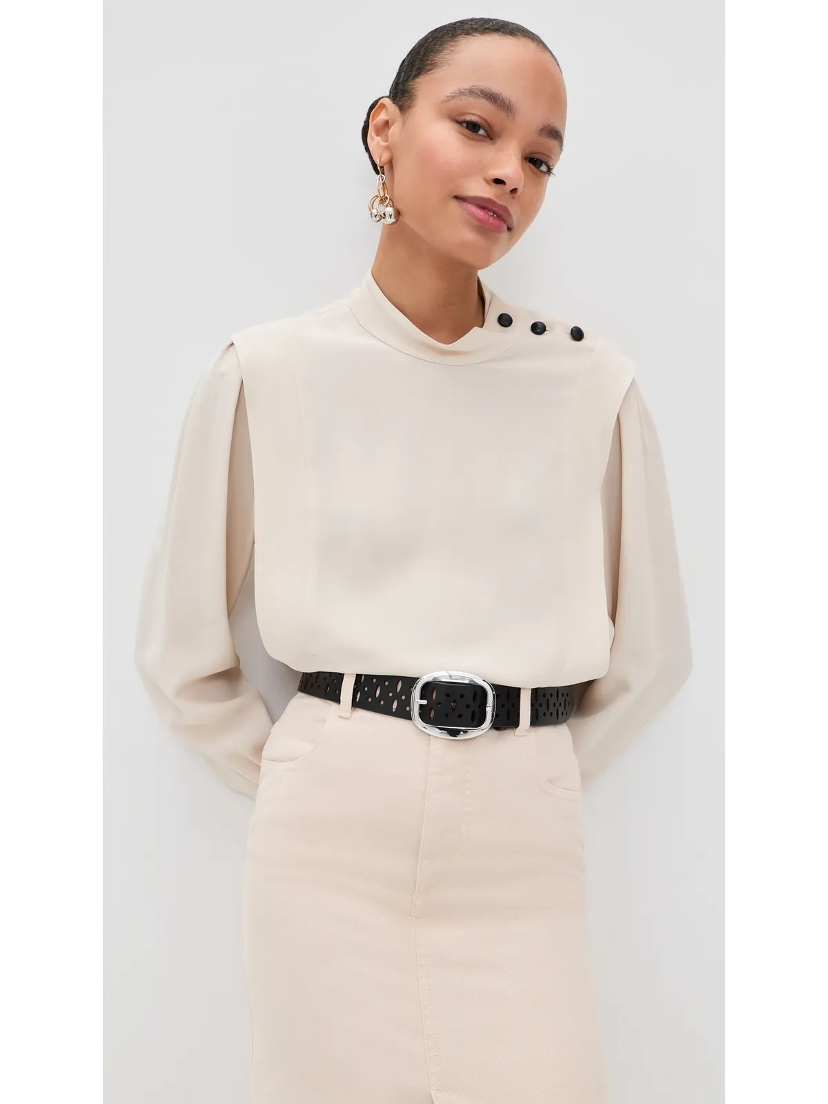 Isabel Marant Dara カットアウトベルト ブラック/シルバー 75 - 画像3