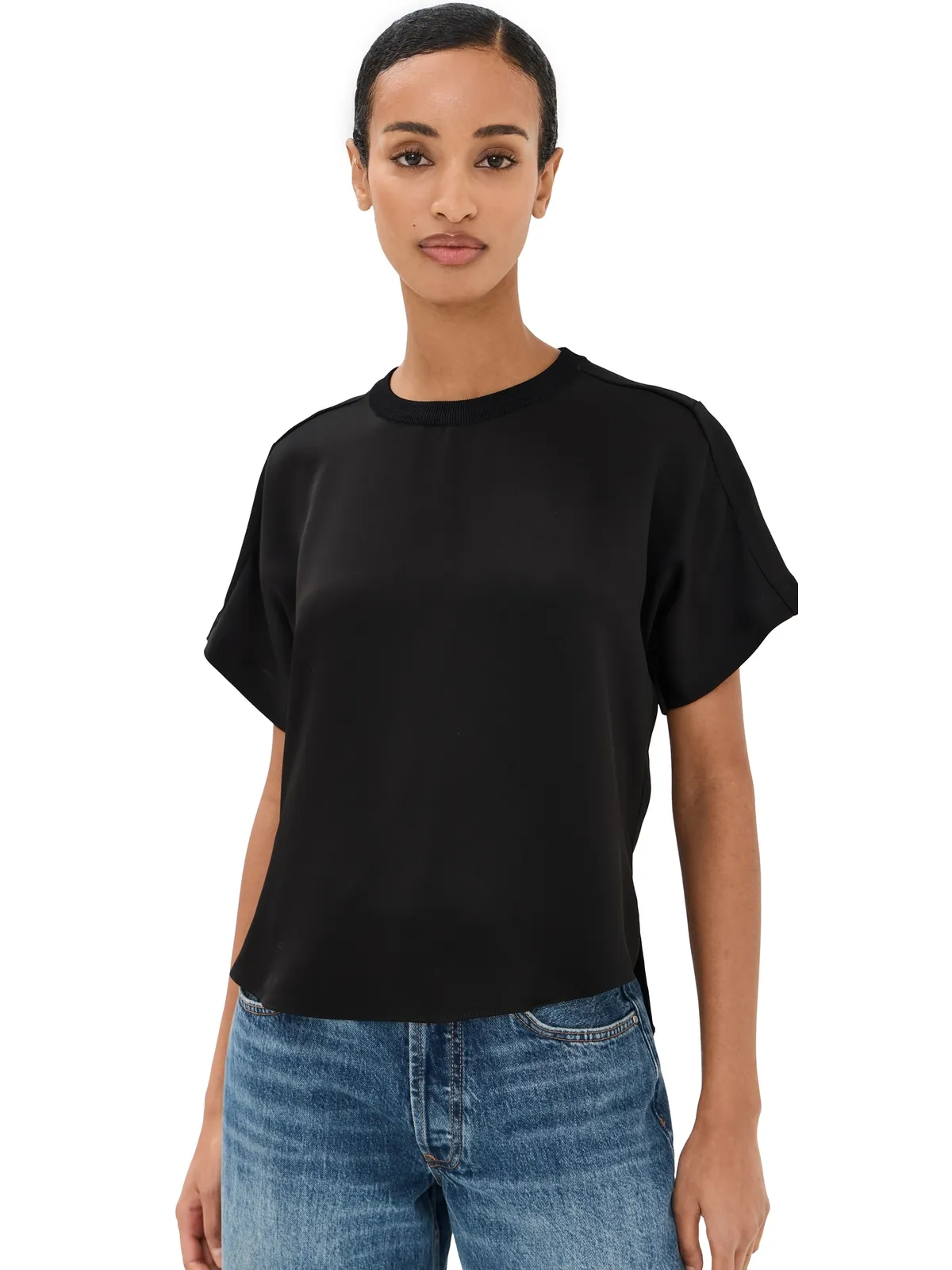 SIMKHAI アディー ニットバックTシャツ ブラック - 画像1