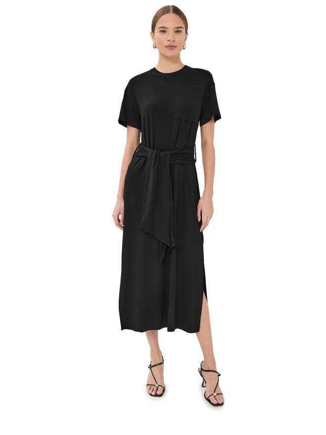 SIMKHAI SIMKHAI Kassie Tシャツドレス タイ付き ブラック Mの商品画像