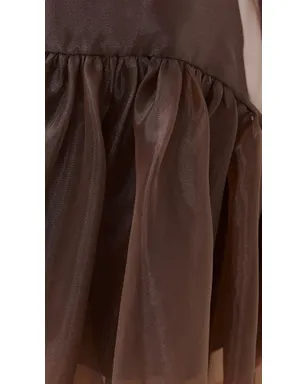 SIMKHAI Beaux Tiered Mini Dress Chocolate 2 - サムネイル6