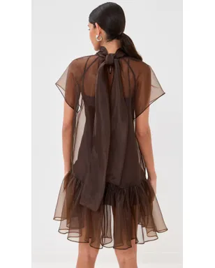 SIMKHAI Beaux Tiered Mini Dress Chocolate 2 - サムネイル3