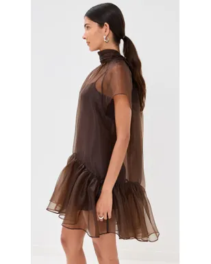 SIMKHAI Beaux Tiered Mini Dress Chocolate 2 - サムネイル4