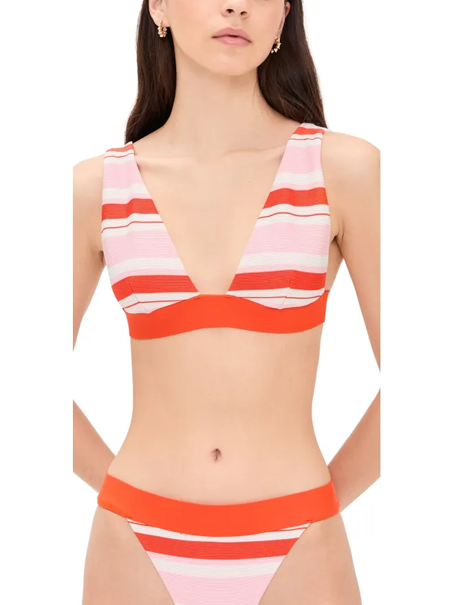 SIMKHAI SIMKHAI Tillie Triangle Bikini Top Lobster Stripeの商品画像