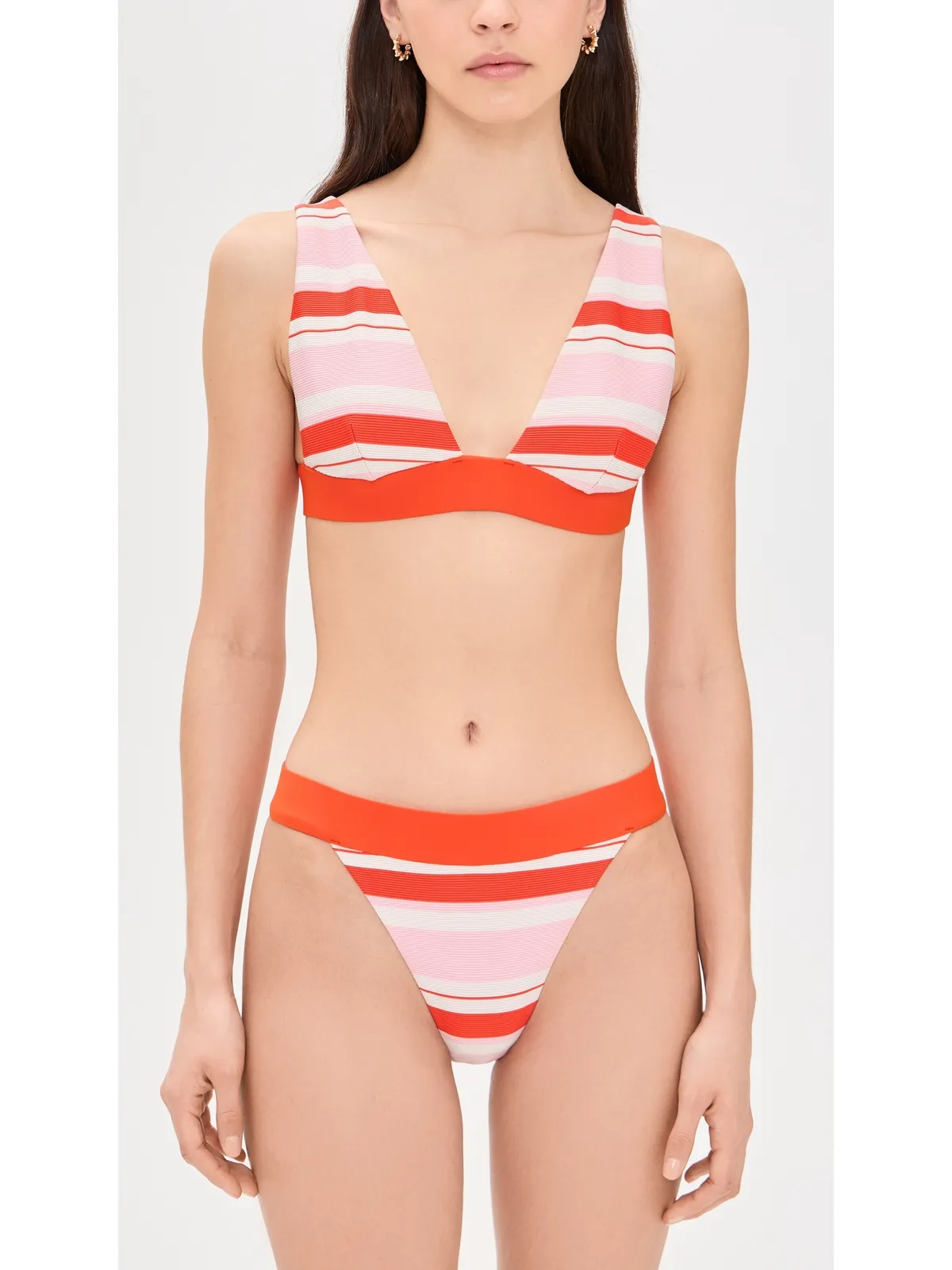 SIMKHAI Tillie Triangle Bikini Top Lobster Stripe - 画像5