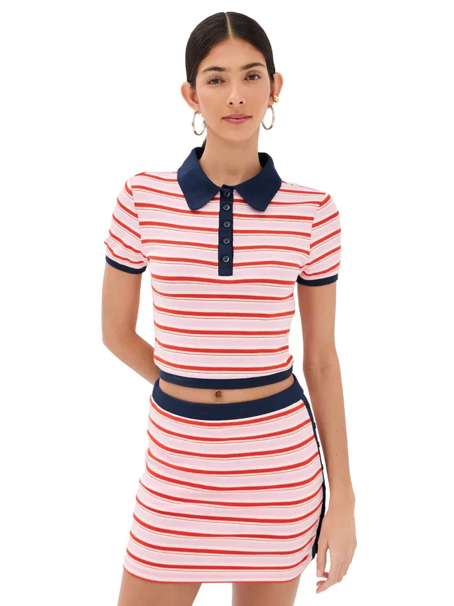 SIMKHAI SIMKHAI マーニー ニットポロ チューリップストライプの商品画像