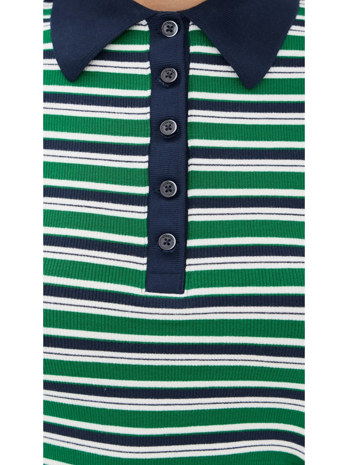 SIMKHAI Shelby Knit Polo Midi Dress ケリーグリーンストライプ - 画像6