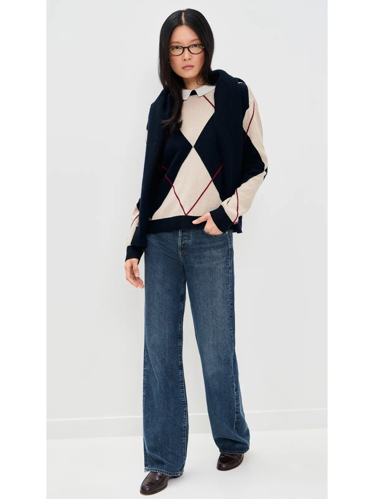Joe's Jeans ジュード 襟付きセーター ネイビー×マルチアーガイル - 画像5