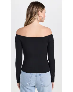 Joe's Jeans オフショルダートップ ブラック - サムネイル3