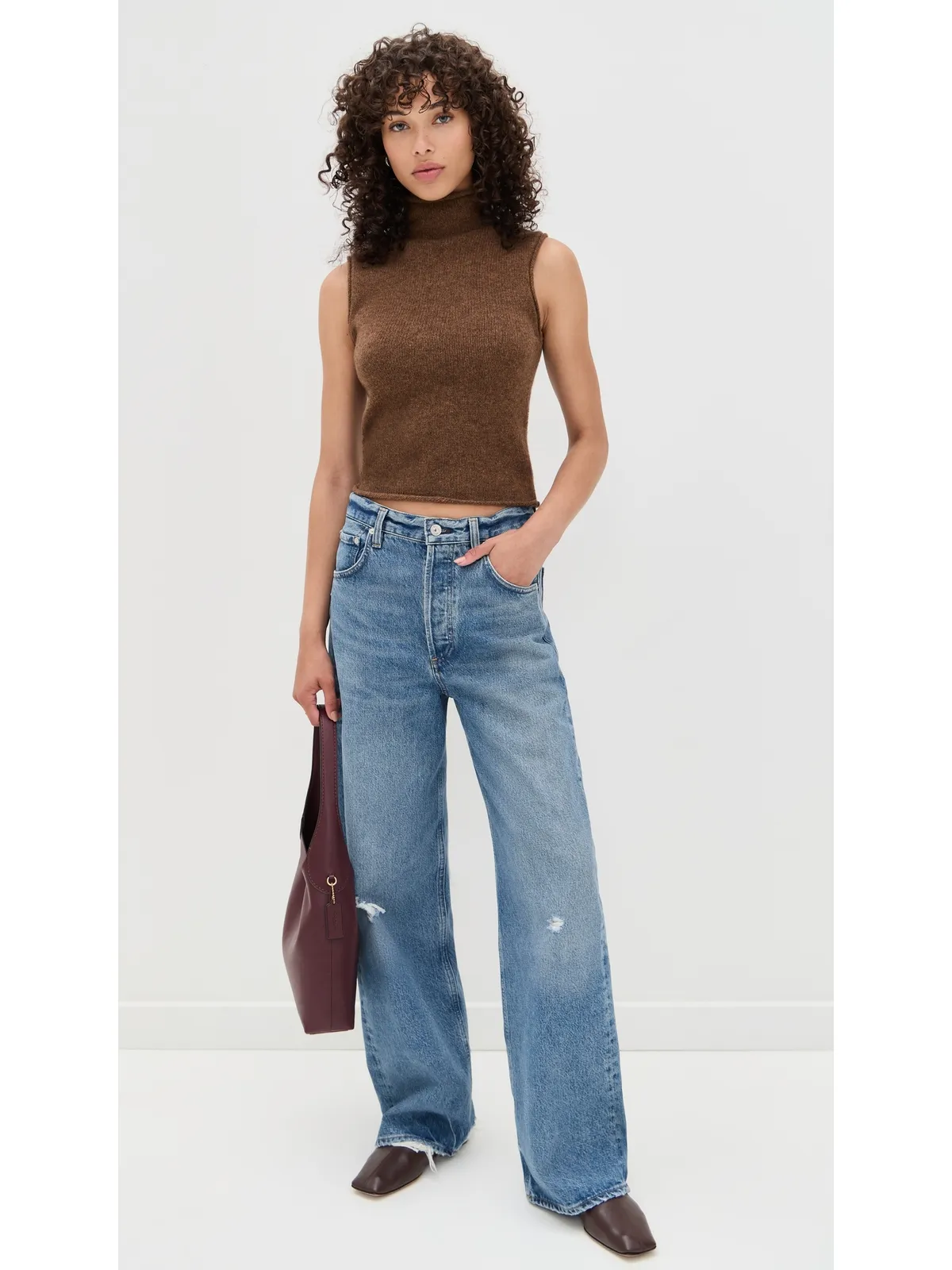 Joe's Jeans The Stevie Sleeveless Roll Neck Sweater Cinnamon - 画像5