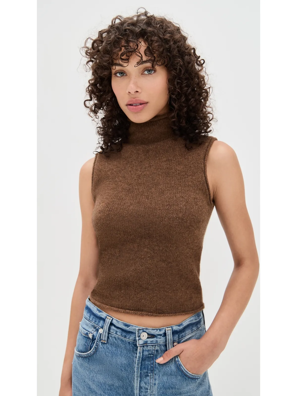 Joe's Jeans The Stevie Sleeveless Roll Neck Sweater Cinnamon - 画像2