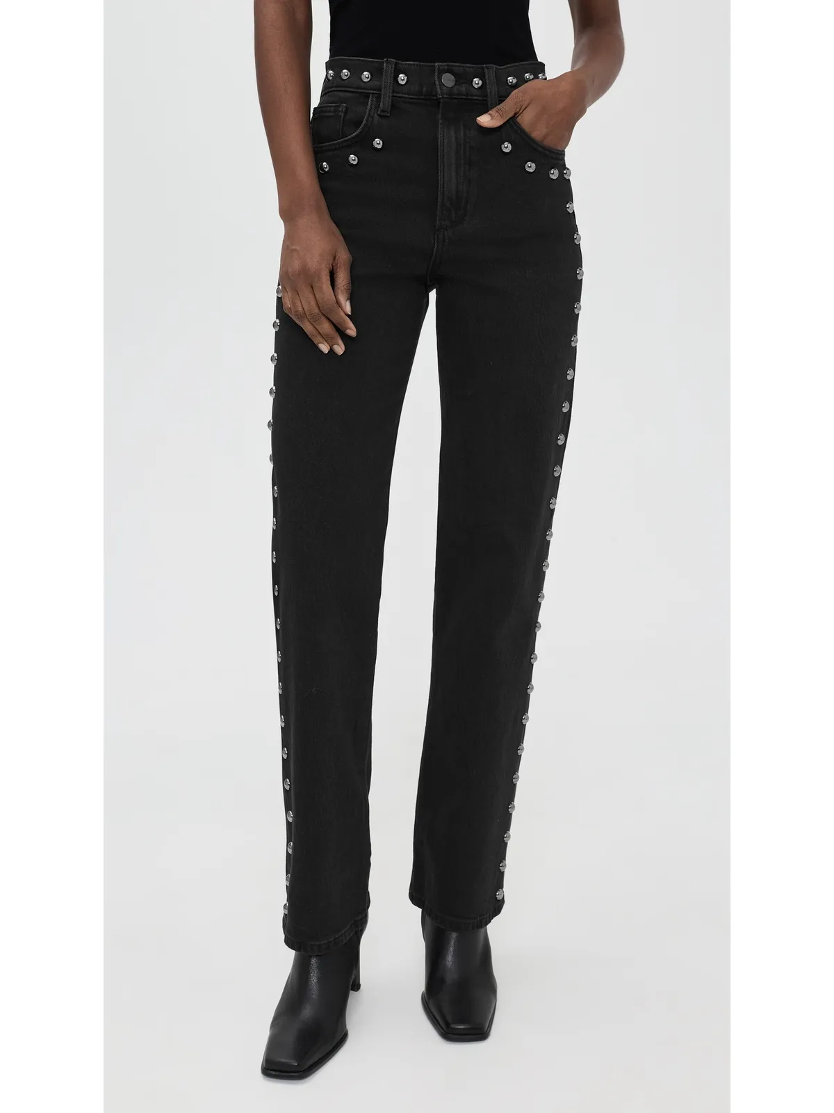 Joe's Jeans マーゴット スタッズド ストレートジーンズ チックシャドー - 画像2