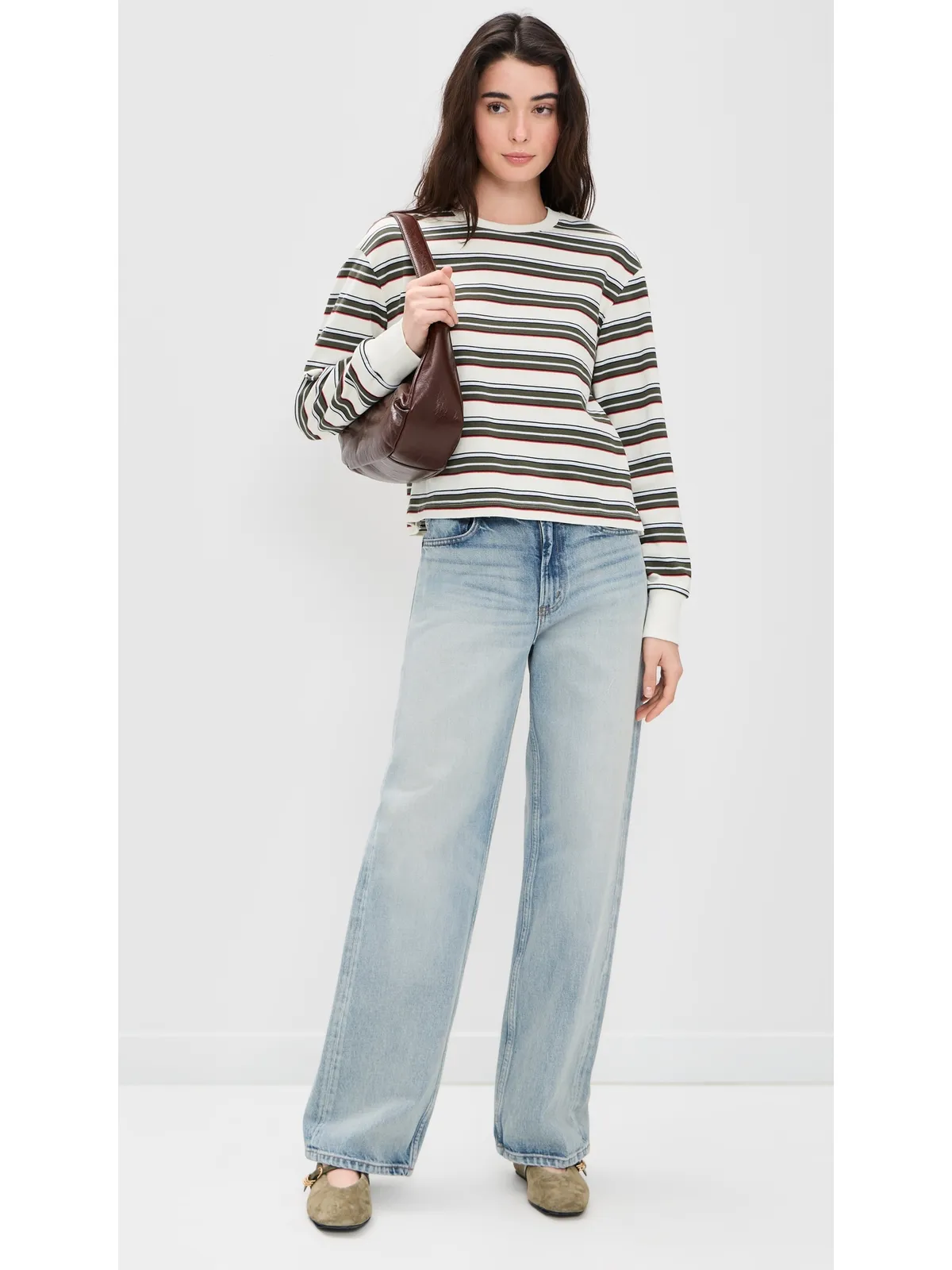 Joe's Jeans The Long Sleeve Boxy Tee Ivy Multi Stripe - 画像5