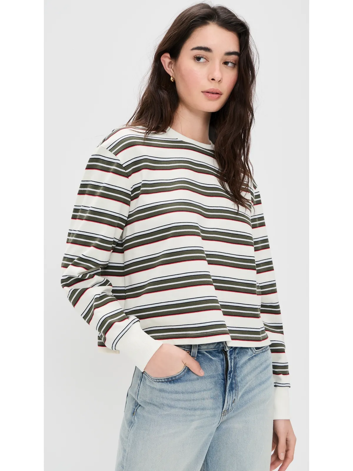 Joe's Jeans The Long Sleeve Boxy Tee Ivy Multi Stripe - 画像2