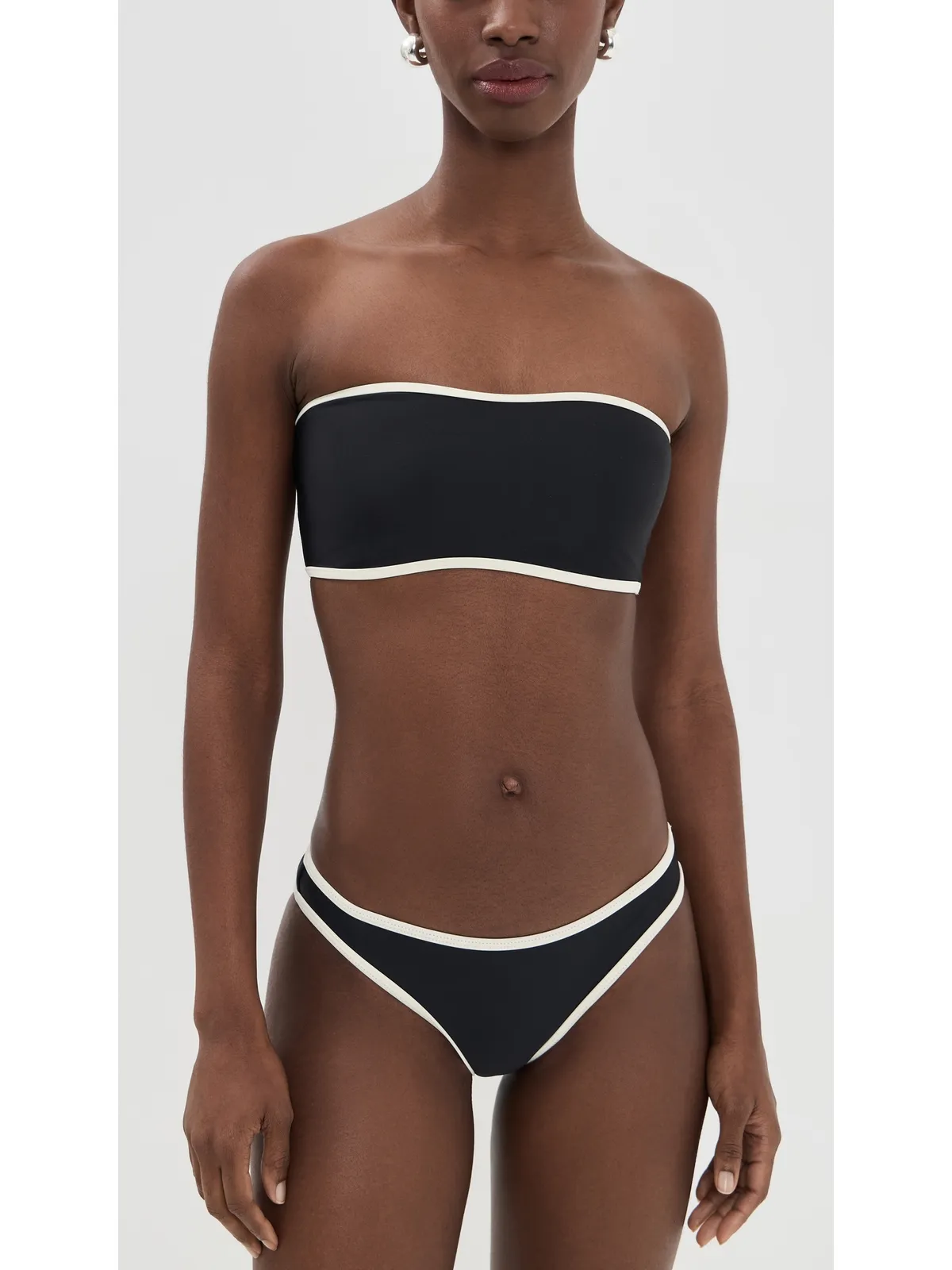 JADE Swim オールアラウンド バンドゥ ビキニトップ ブラック/アイボリー - 画像5