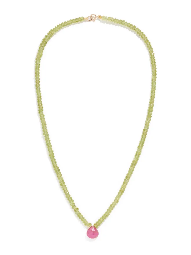JIA JIA JIA JIA 14K ペリドット＆ルビー ティアドロップ ネックレスの商品画像