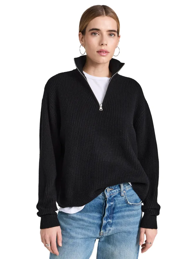 Jenni Kayne Jenni Kayne カシミヤ ハーフジップ ブラックの商品画像