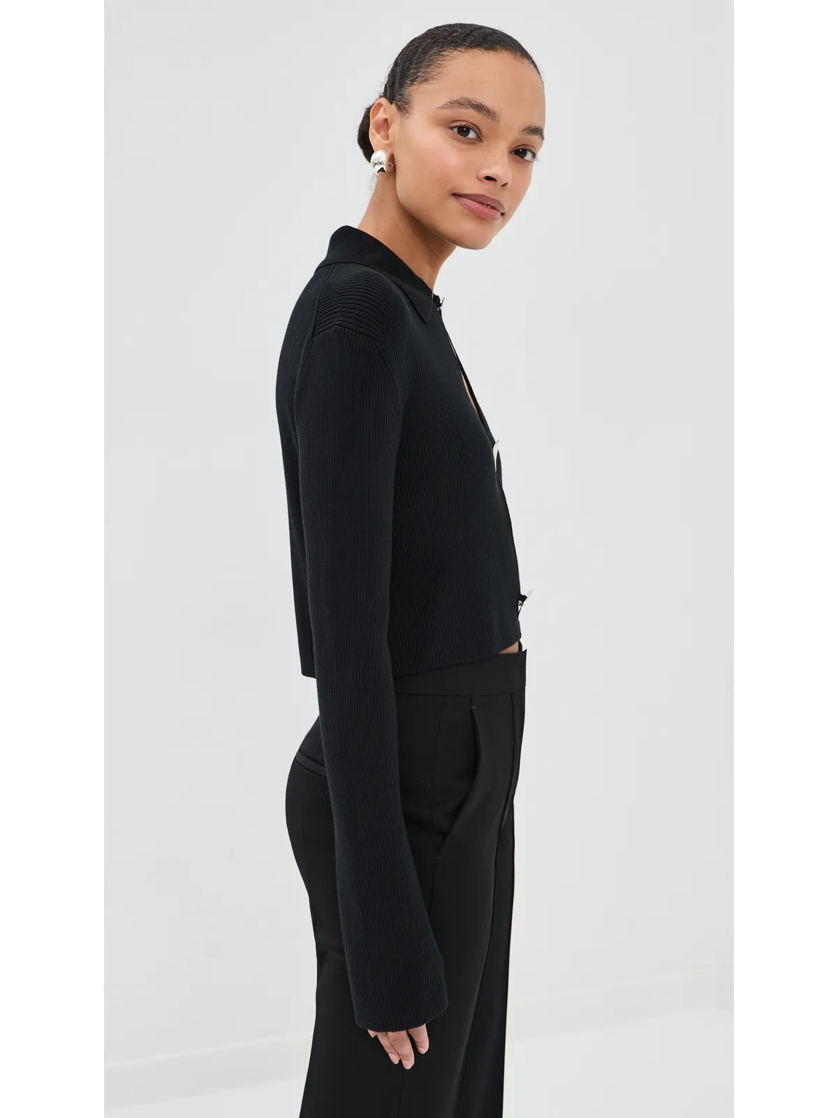 Jil Sander ポロ カーディガン ブラック 36 - 画像5