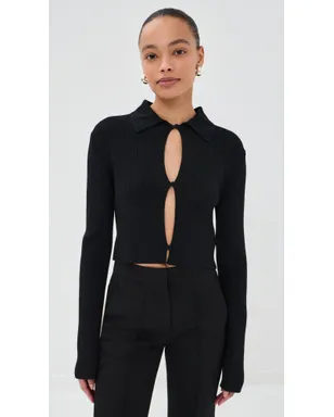 Jil Sander ポロ カーディガン ブラック 36 - サムネイル3