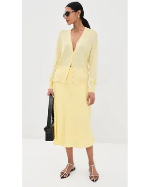 Jil Sander サテン地ミディスカート パステルイエロー - サムネイル2