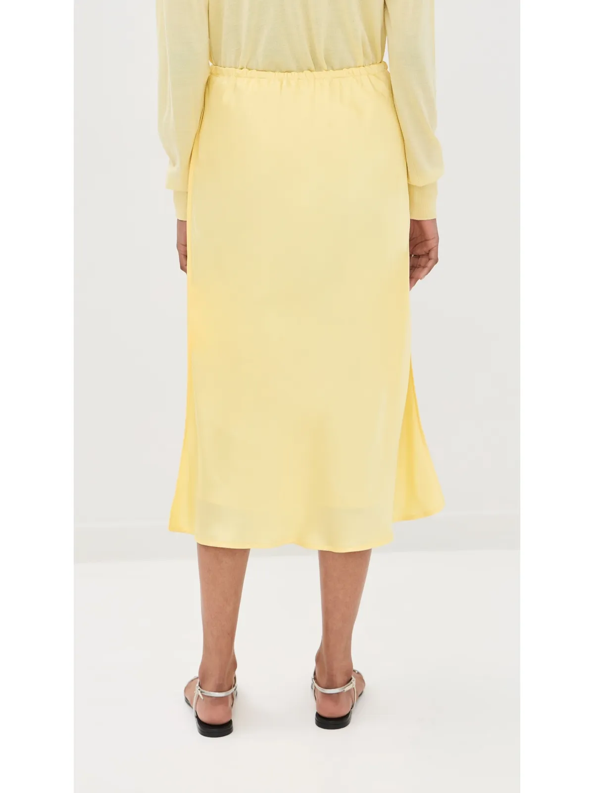 Jil Sander サテン地ミディスカート パステルイエロー - 画像4