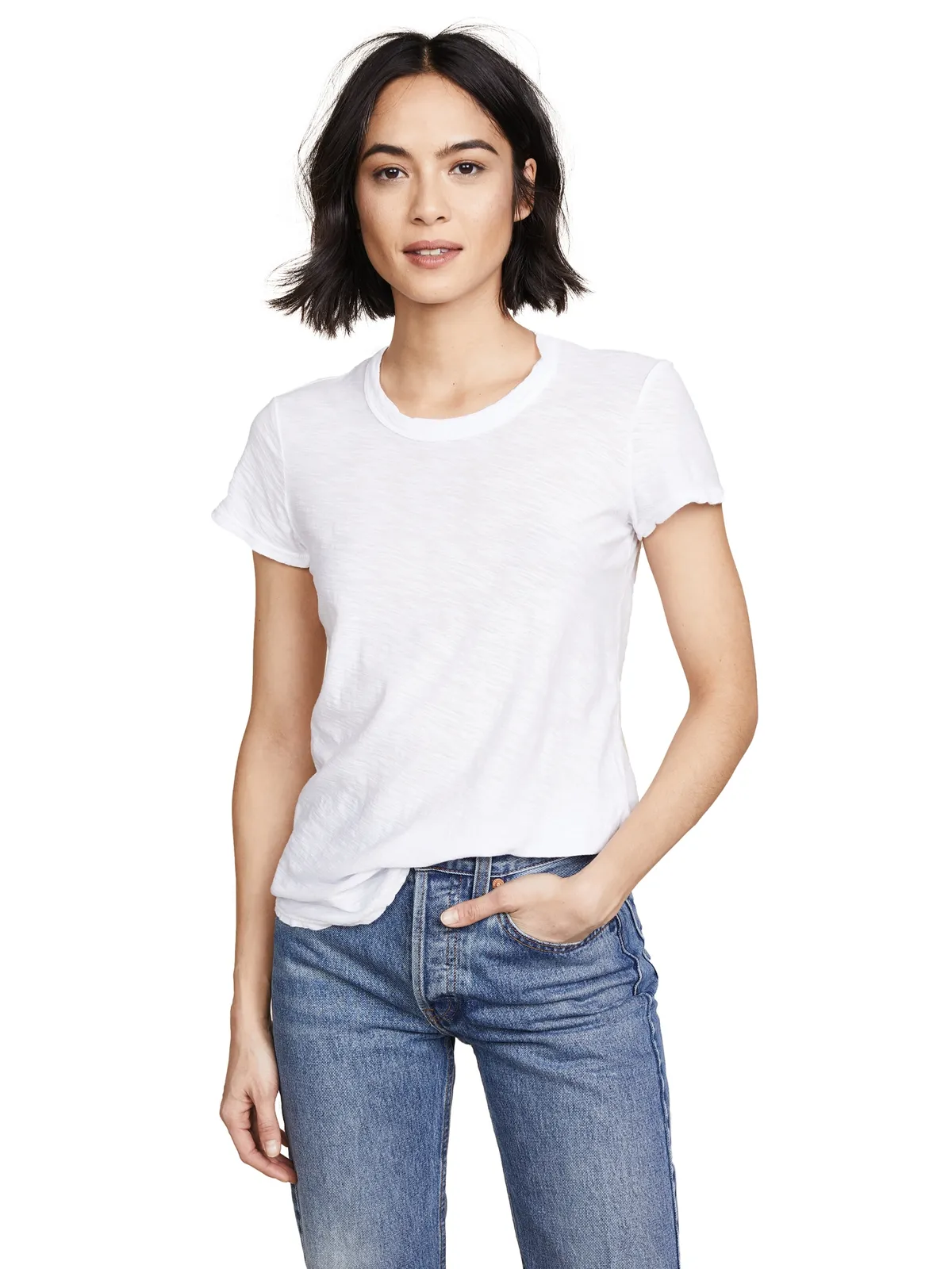 James Perse シアー スラブ クルーネックTシャツ ホワイト - 画像1