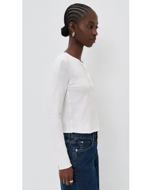 James Perse スラブジャージー縮みフィット長袖ヘンリーネックシャツ - サムネイル4