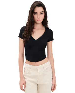 James Perse Vネック クロップドTシャツ - サムネイル1