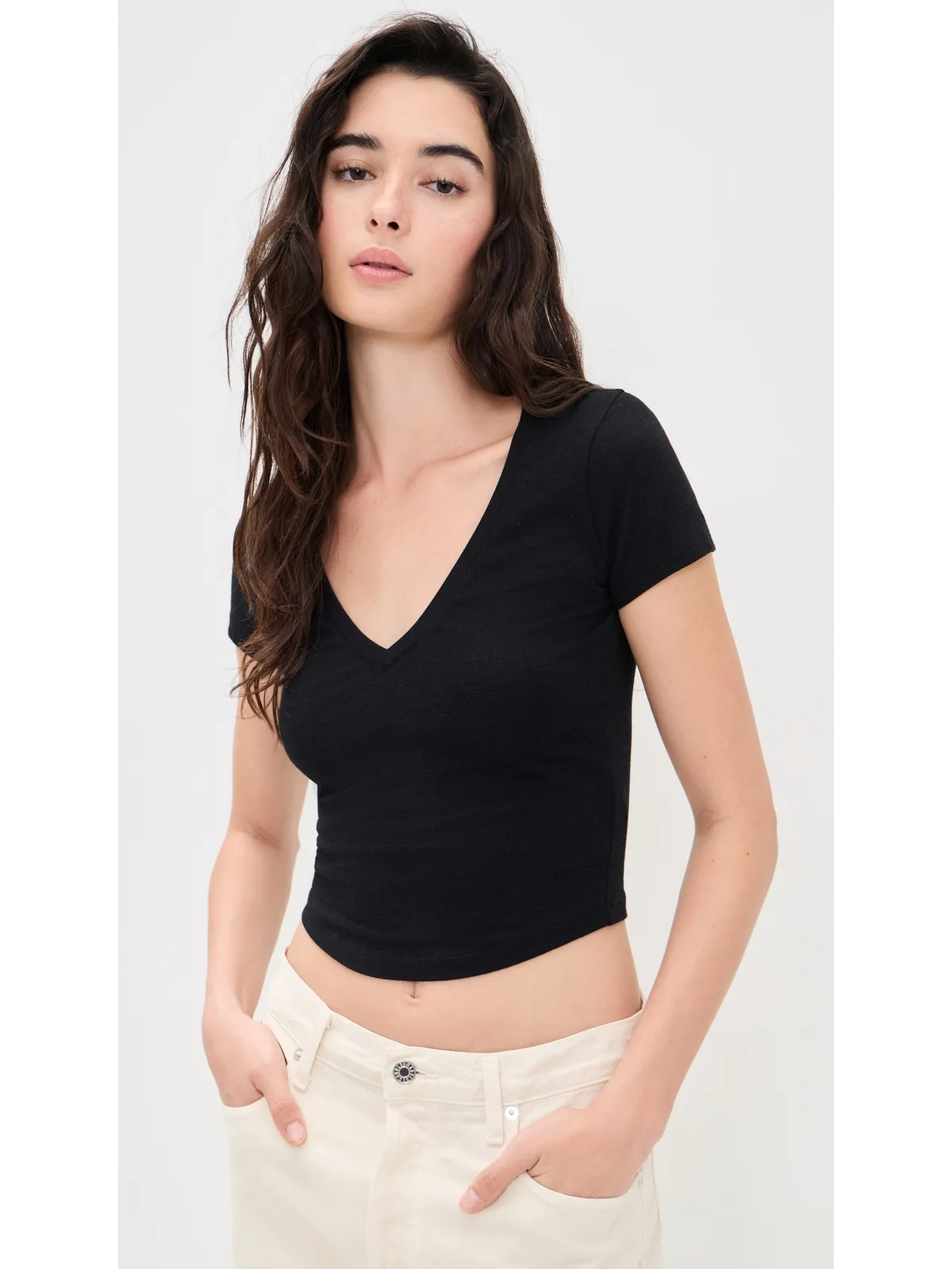 James Perse Vネック クロップドTシャツ - 画像2