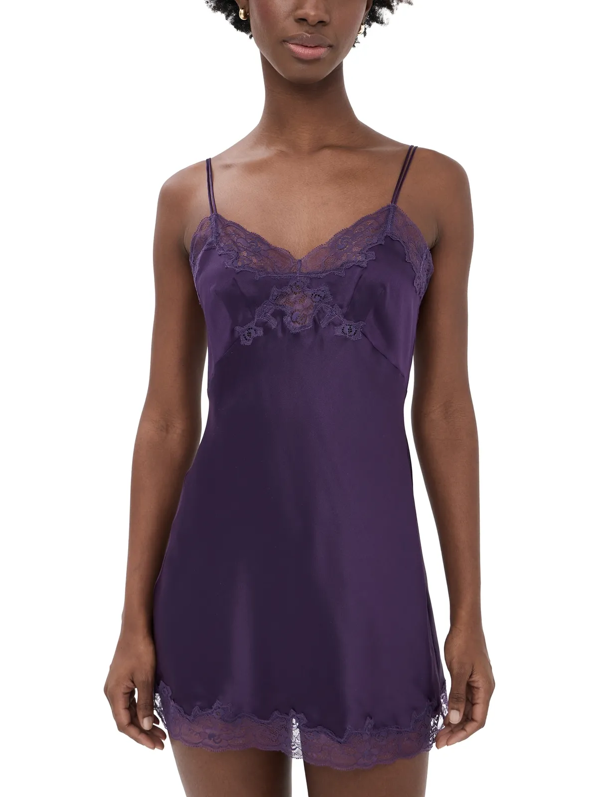 Only Hearts シルクシャルムーズ ミニスリップドレス プラム - 画像1