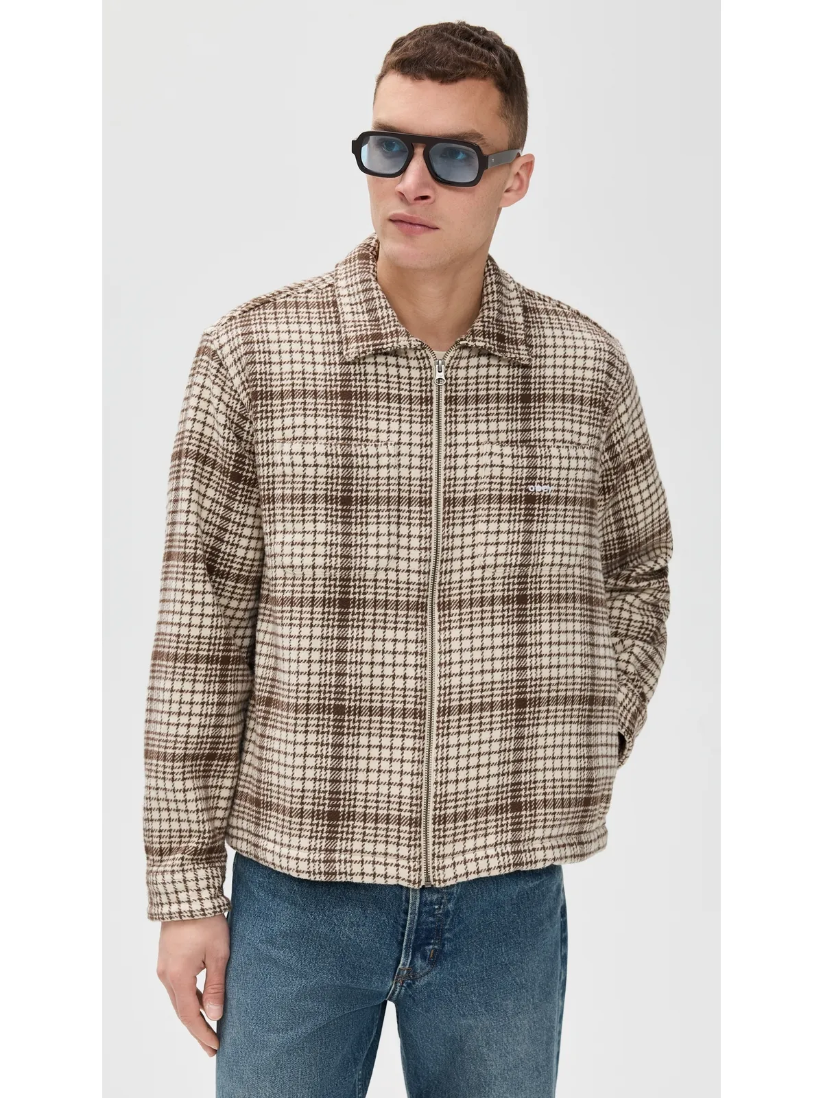 Obey アーカー ジップフランネルシャツジャケット アンブリーチド マルチ - 画像2