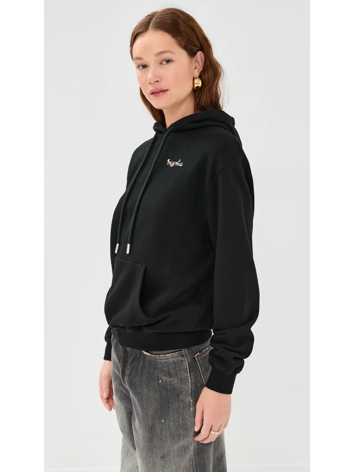 Off-White アローグラスフラワー フード付きパーカー ブラック - 画像4