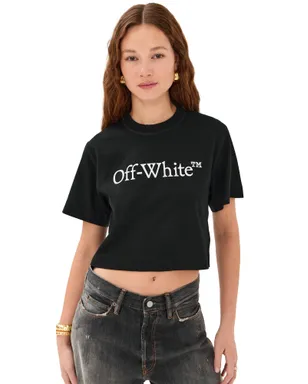 Off-White ビッグロゴ ブックッシュ クロップTシャツ ブラック/ホワイト - サムネイル1
