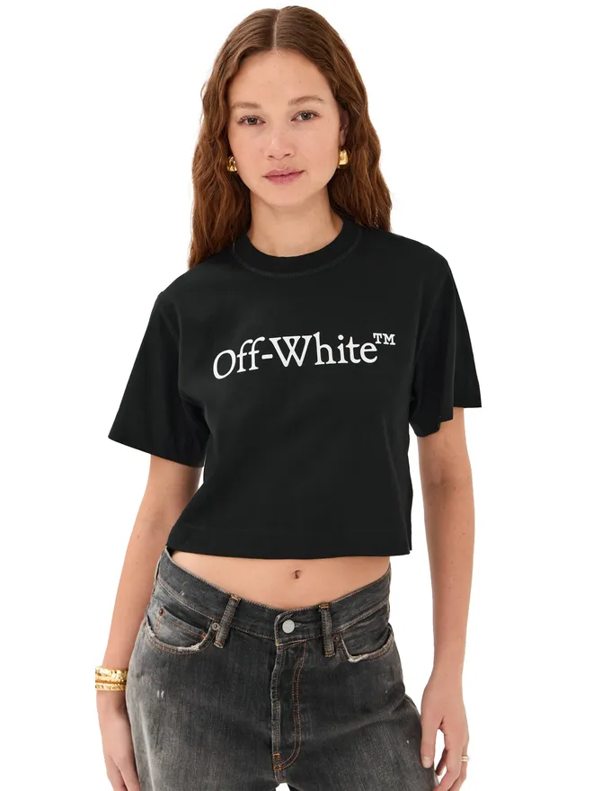 OFF-WHITE Off-White ビッグロゴ ブックッシュ クロップTシャツ ブラック/ホワイトの商品画像