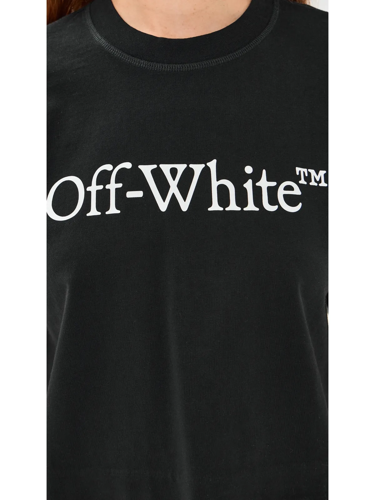 Off-White ビッグロゴ ブックッシュ クロップTシャツ ブラック/ホワイト - 画像6