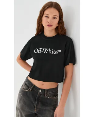 Off-White ビッグロゴ ブックッシュ クロップTシャツ ブラック/ホワイト - サムネイル2