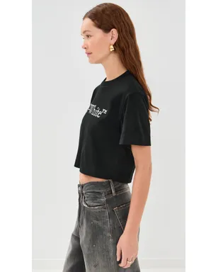 Off-White ビッグロゴ ブックッシュ クロップTシャツ ブラック/ホワイト - サムネイル4