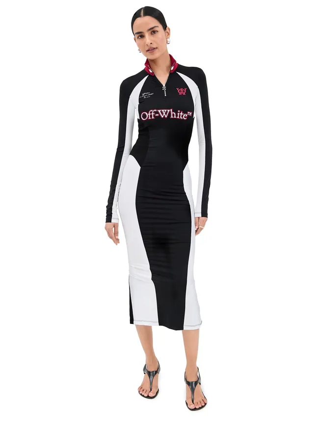 OFF-WHITE Off-White テック セレナ ミディドレス ブラック/ホワイトの商品画像