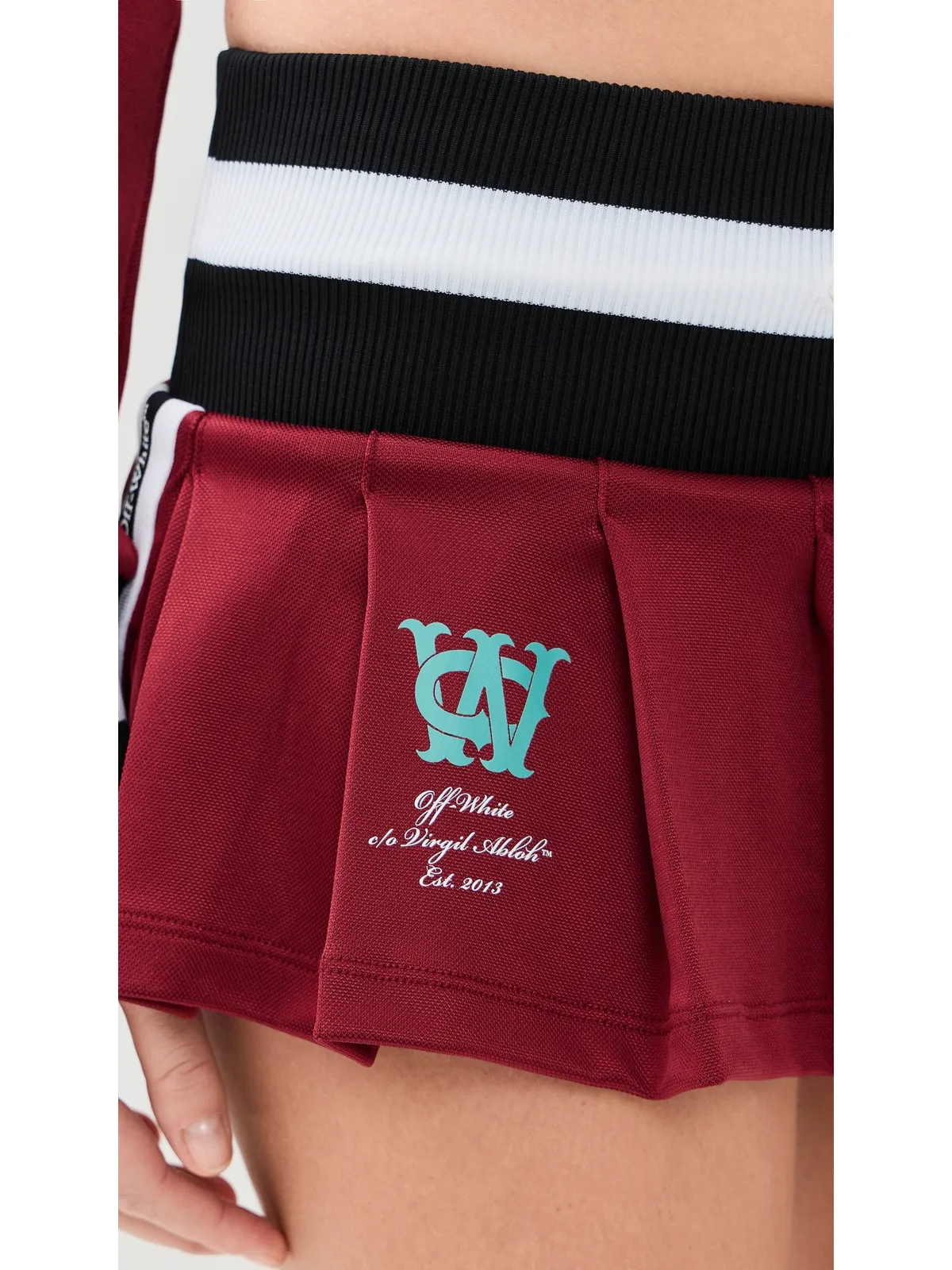 Off-White トラックプリーツ セレナ スカート レッドダリア/ブルー - 画像6