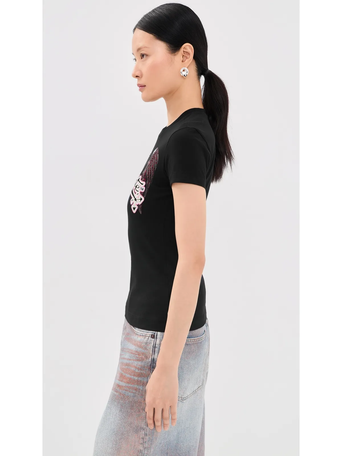 Off-White スワロフスキー ダブルイーグル スリムTシャツ - 画像4